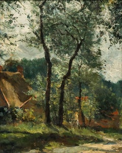 Attrib. Franz Courtens (1854-1943) - Framed Oil, Farmhouse in the Woods