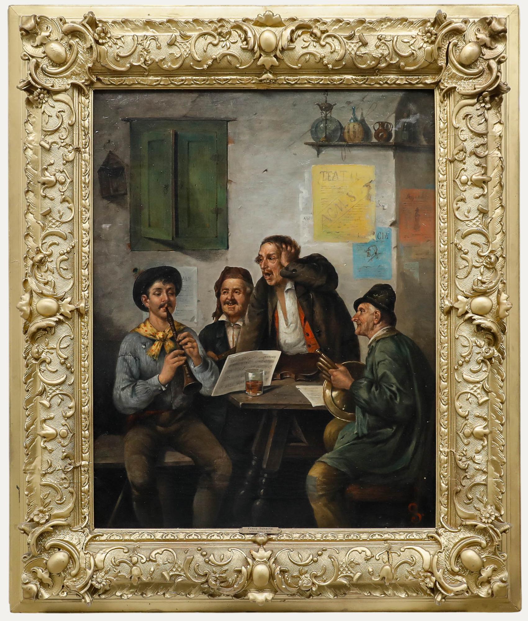 Unknown Figurative Painting – Attribut. Franz Schams (1823-1883) – Gerahmtes Ölgemälde des 19. Jahrhunderts, Das Vorführungsstück