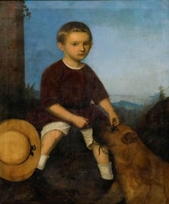 Attrib. Franz Xaver Mandl - 19th Century Oil, Young Boy & His Faithful Companion