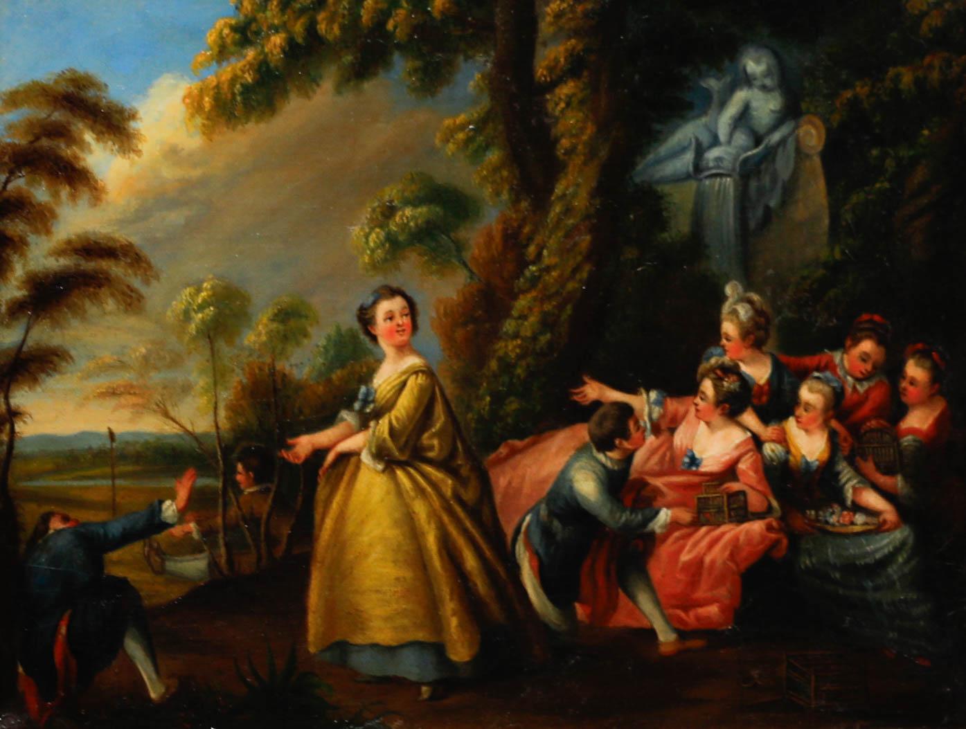 Attrib. Harriet Searbrough - 19th Century Oil, Fête Champêtre - Painting by Unknown