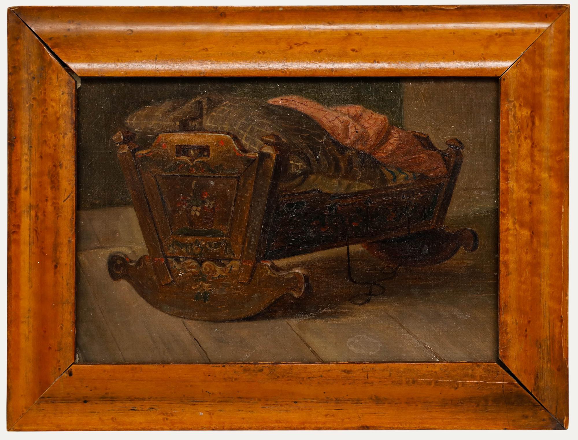 Unknown Interior Painting - Attrib. Hermann Sondermann (1832-1901) - Folk Art Oil, The Farmer's Cradle