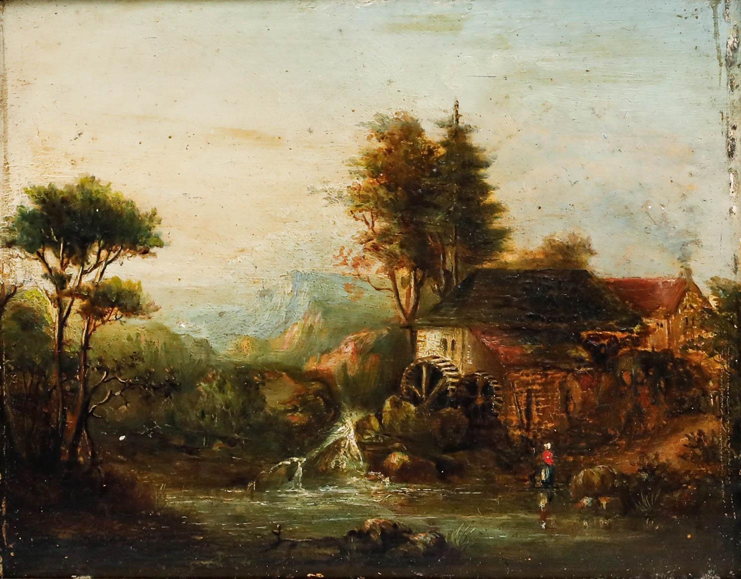 Attribut. James Archibald Campbell Dickson (geb. 1836) - Öl, Die Wassermühle in der Morgendämmerung – Painting von Unknown
