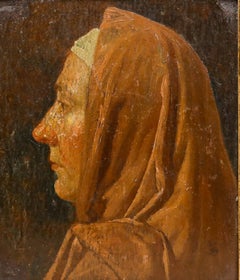 Attribut. Jan Dunselman (1863-1931) - Gerahmtes Öl, Frau im Profil