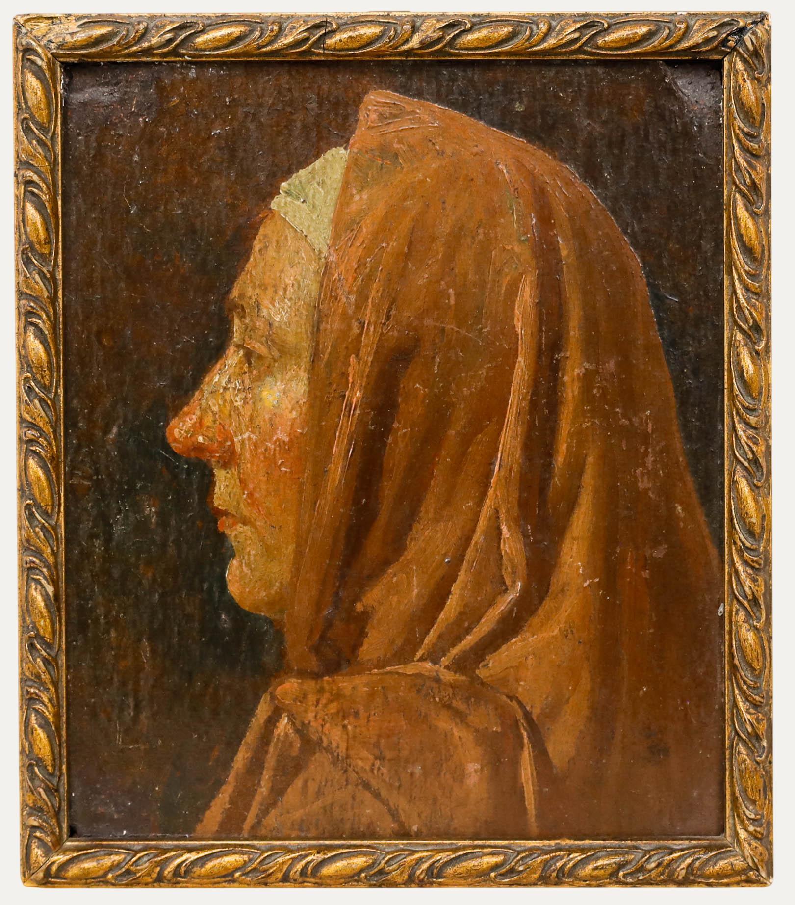 Attribué. Jan Dunselman (1863-1931) - Huile encadrée, Femme de profil