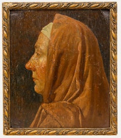 Attribué. Jan Dunselman (1863-1931) - Huile encadrée, Femme de profil