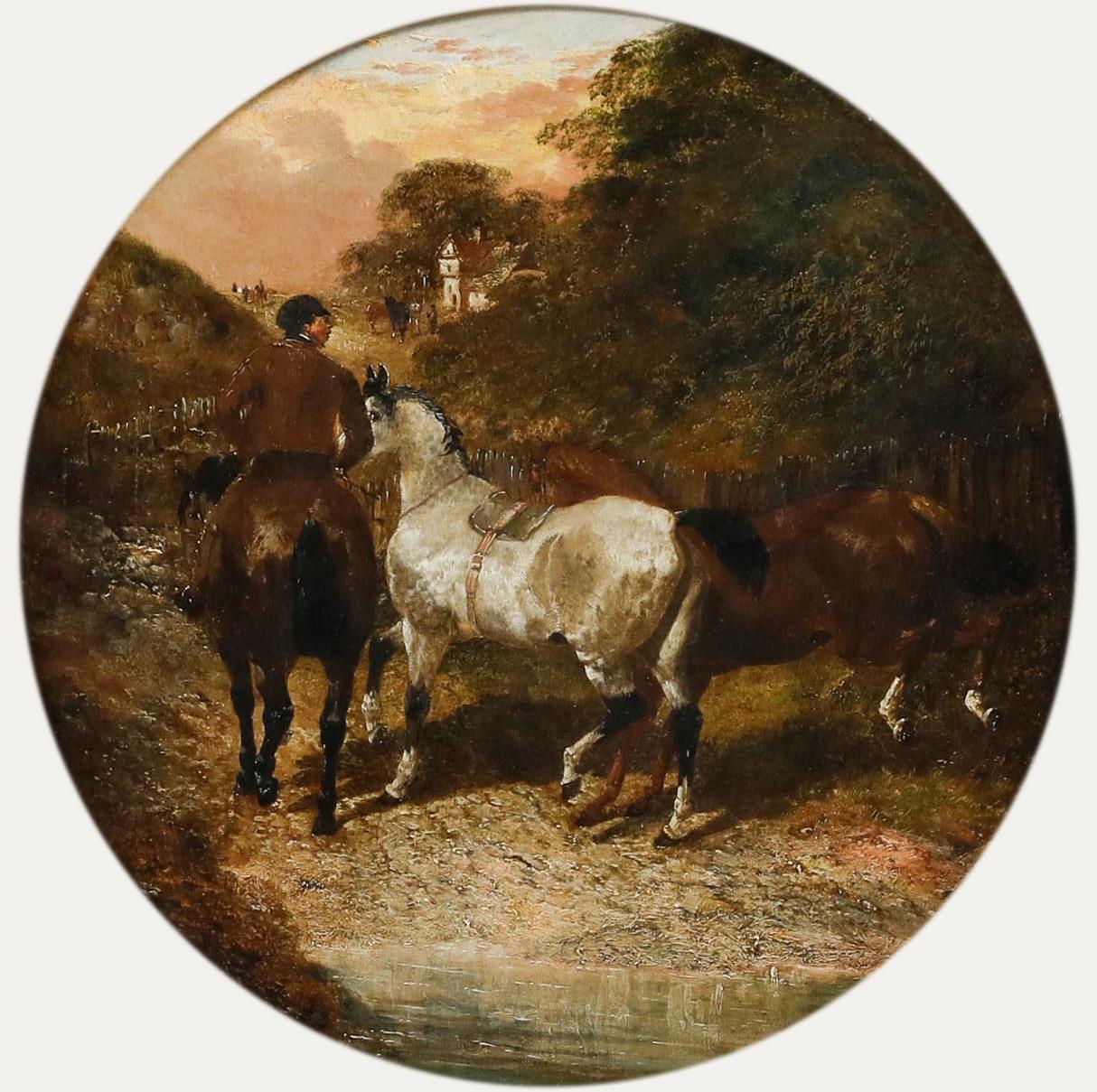 Attribuire. John F. Herring Senior (1795-1865) - Olio del XIX secolo, Cavallo e stalliere - Painting di Unknown