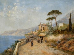 Attrib. Karl Theodor Wagner (1856-1921) - Framed Oil, Amalfi Coastline
