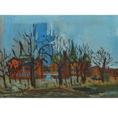 Attrib. Lars Herder (1923-1976) - Swedish School Oil, Winter in Helsingborg