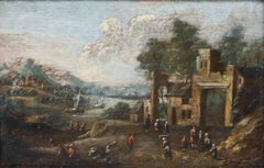 Attrib. Marc Baets - Framed Early 18th Century Oil, Life on the Lakeside