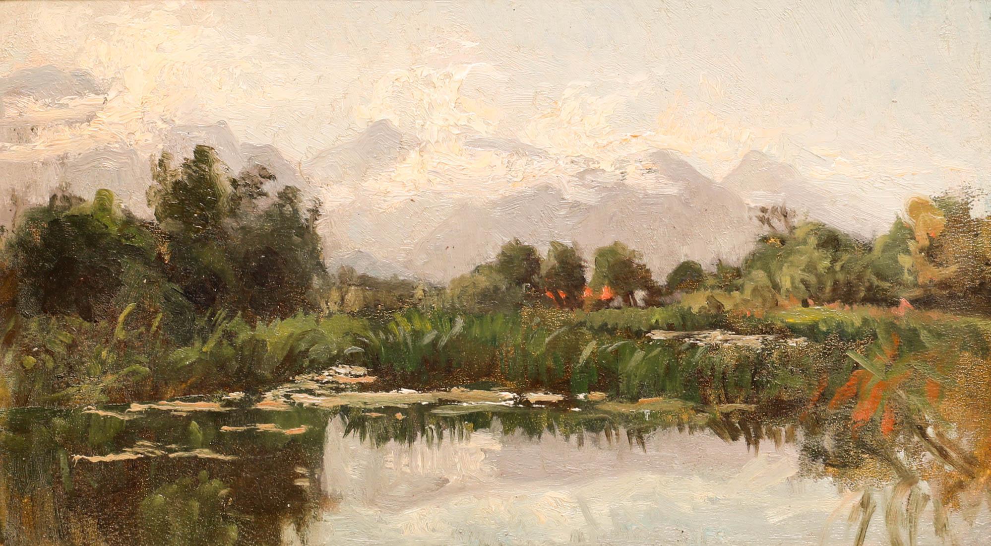 Attribut. Marie Angélique Drevet - Ende 19. Jahrhundert Öl, Seeansicht, Chambéry – Painting von Unknown