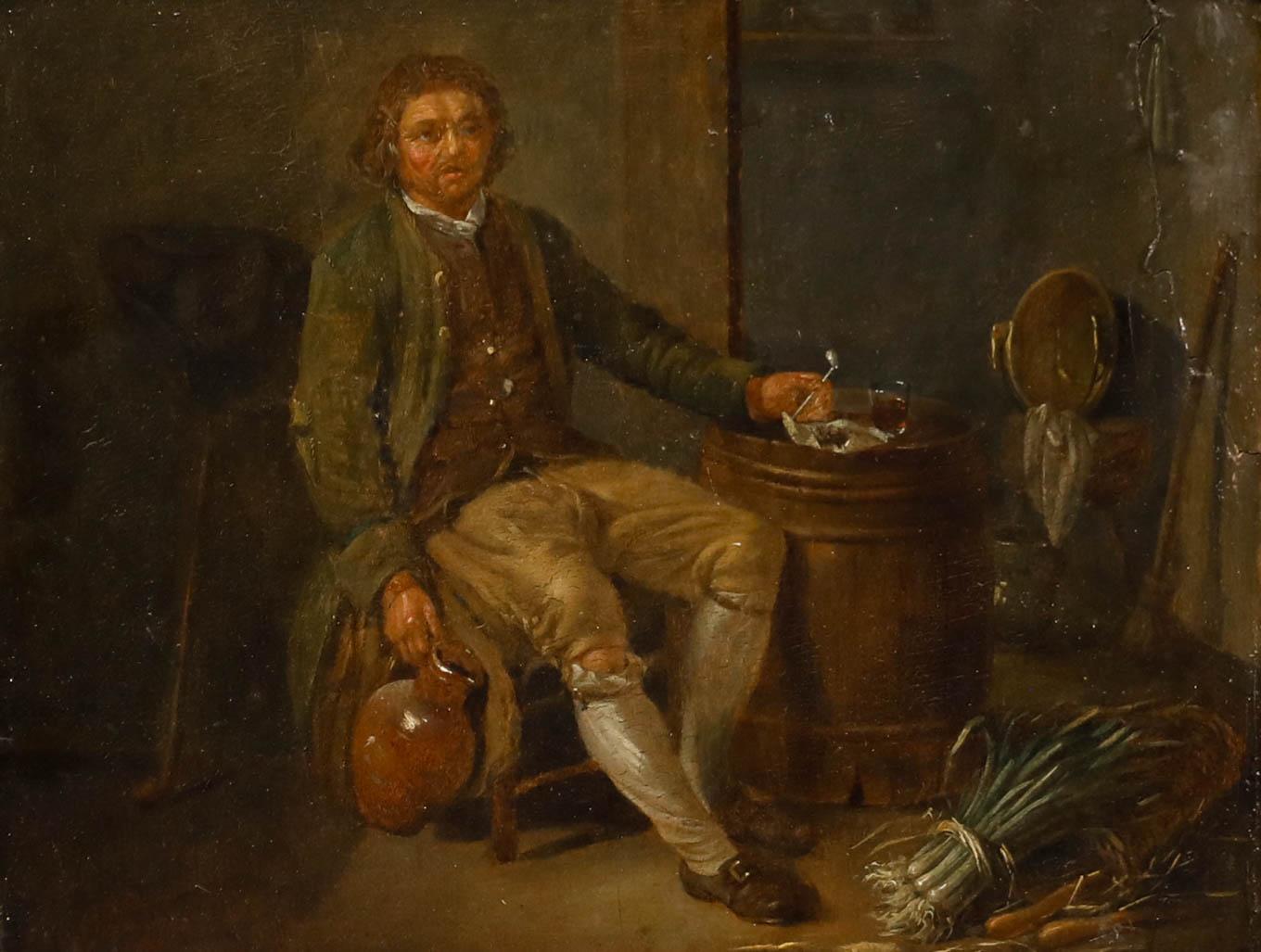 Attribut. Michel-Nicolas Lepicie (1735-1784) - Öl, Der betrunkene Krämer – Painting von Unknown