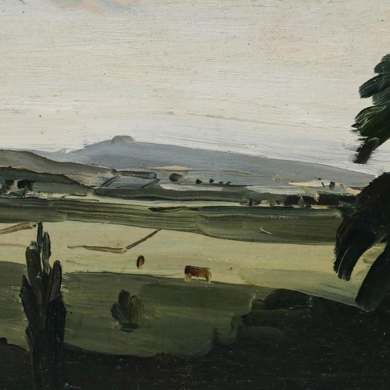 Attribué. Philip Hughes RBA (1876-1958) - Huile, Le soleil se lève - Noir Landscape Painting par Unknown