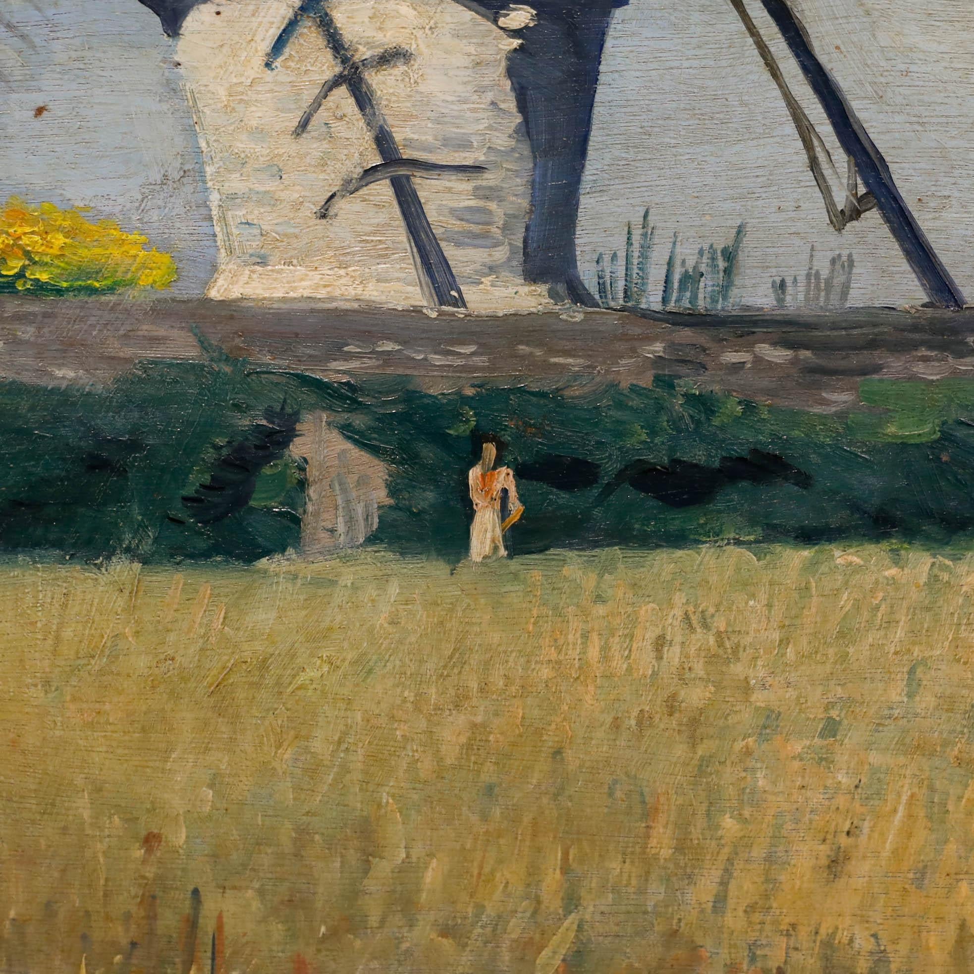 Attribuire. Rafael Llimona Benet (1896-1957) - 1938 Olio, Il mulino a vento in estate 1