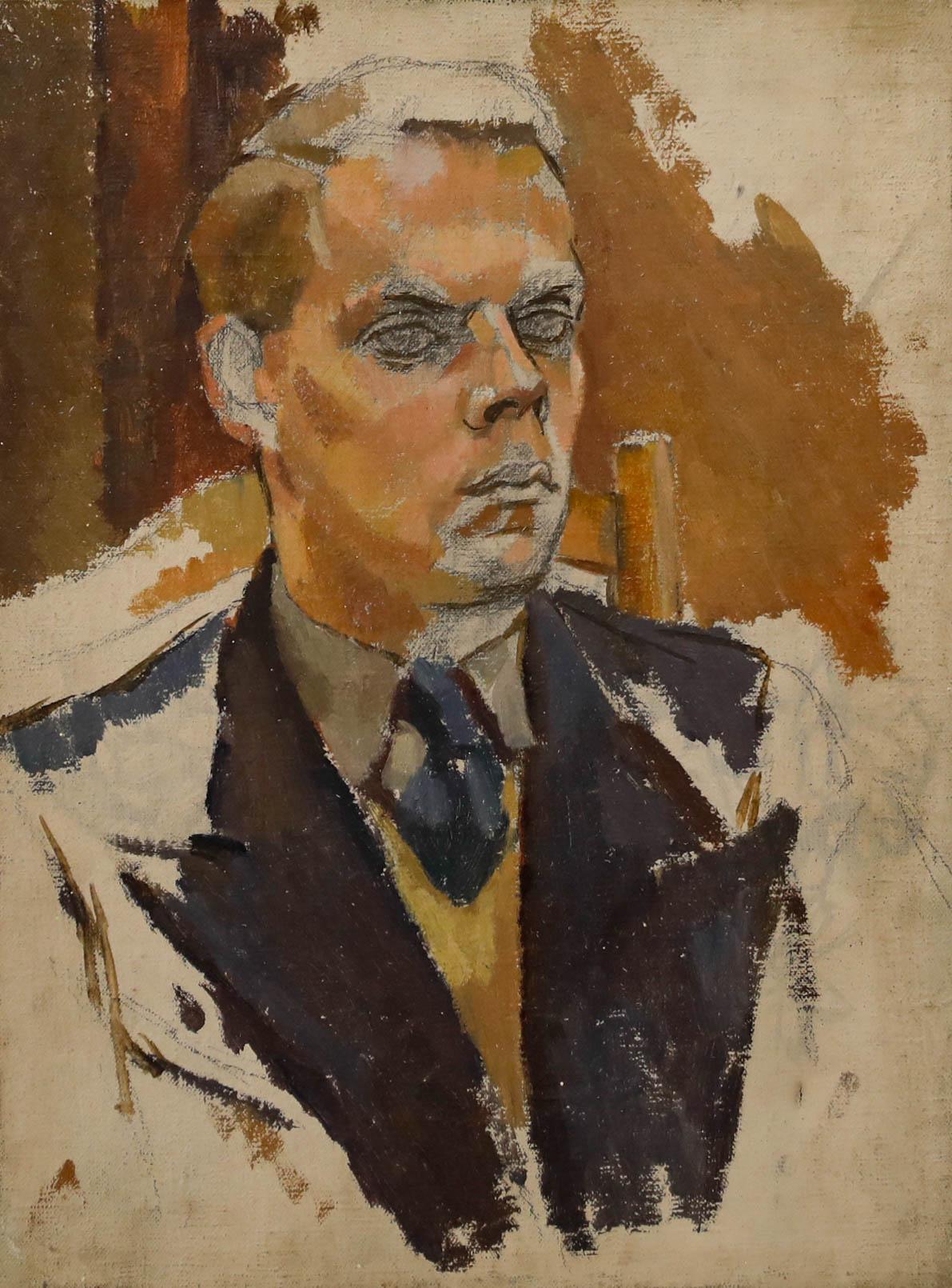 Attribut. Robert De Quin - Ölgemälde, Mann in einem Anzug, Mitte des 20. Jahrhunderts – Painting von Unknown