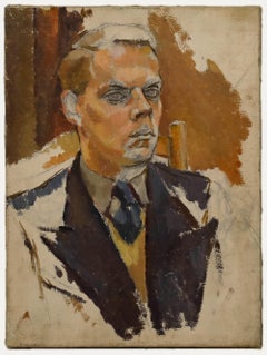 Attribut. Robert De Quin - Ölgemälde, Mann in einem Anzug, Mitte des 20. Jahrhunderts