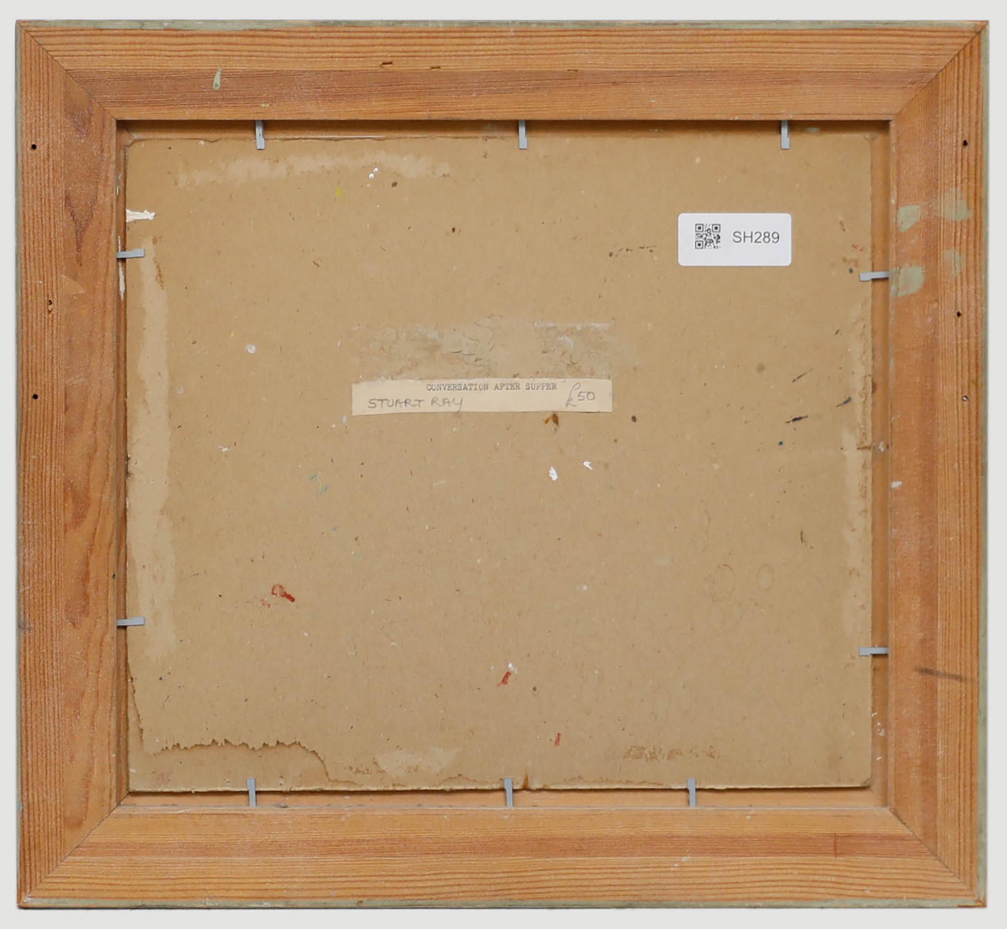 Attribut. Stuart Ray (1916-1985) - Gerahmtes Ölgemälde, Konversation nach Supper (Beige), Portrait Painting, von Unknown
