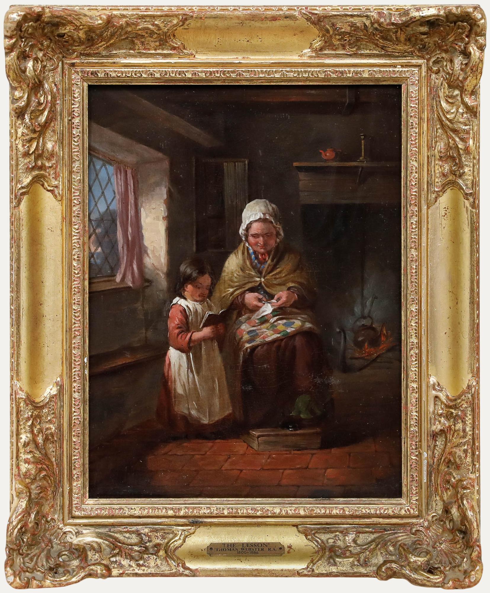 Attrib. Thomas Webster (1800-1886) - Framed 19th Century Oil, The Lesson