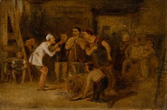 Attrib. Thomas Webster - Oil, A Barber Telling News of Arthur's Death