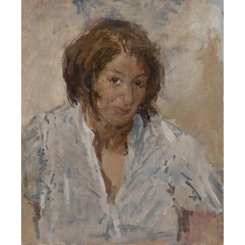 Attribut. Tom Coates RBA (1941-2023) - Zeitgenössisches Öl, Porträt einer Frau – Painting von Unknown