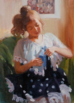 Attrib. Viktor Tchaus (b.1940) - Framed 1995 Oil, Making the Dress