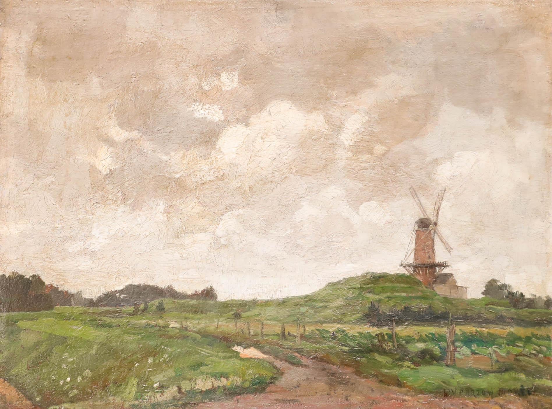 Attribuire. Willem Vaarzon Morel (1868-1955) - Olio incorniciato, Paesaggio della Zelanda - Painting di Unknown