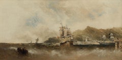 Attrib. William McAlpine - 19th Century Oil, Sailing in Choppy Waters