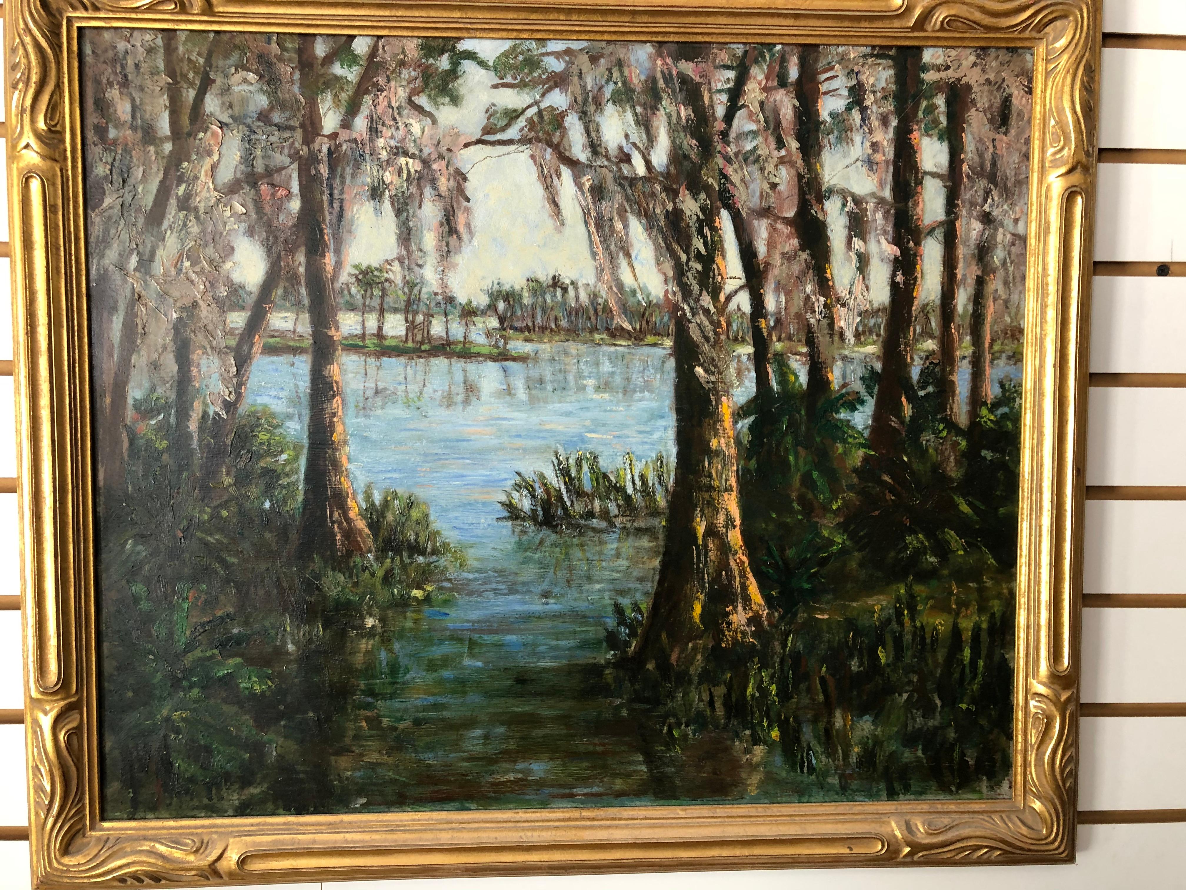 Unknown Landscape Painting - Attributed to May Spear Clinedinst  Old Florida Swamp Scene