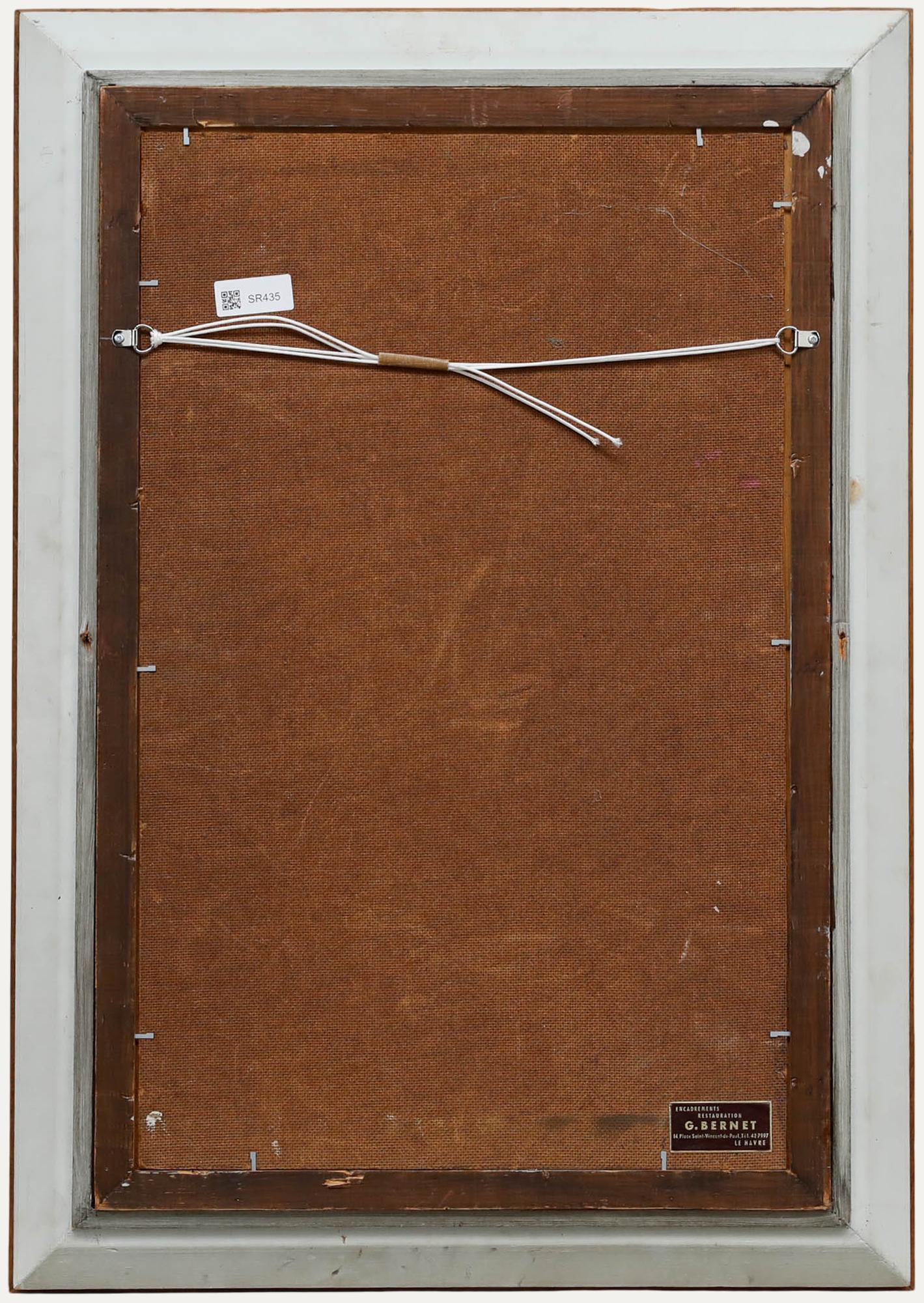 Audebert - Modernist 20. Jahrhundert Öl, Blumenstillleben (Grau), Still-Life Painting, von Unknown