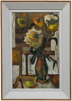 Audebert - Modernist 20. Jahrhundert Öl, Blumenstillleben