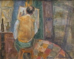 Audrey Turner - Framed Mid 20th Century Oil, The Artist at Work