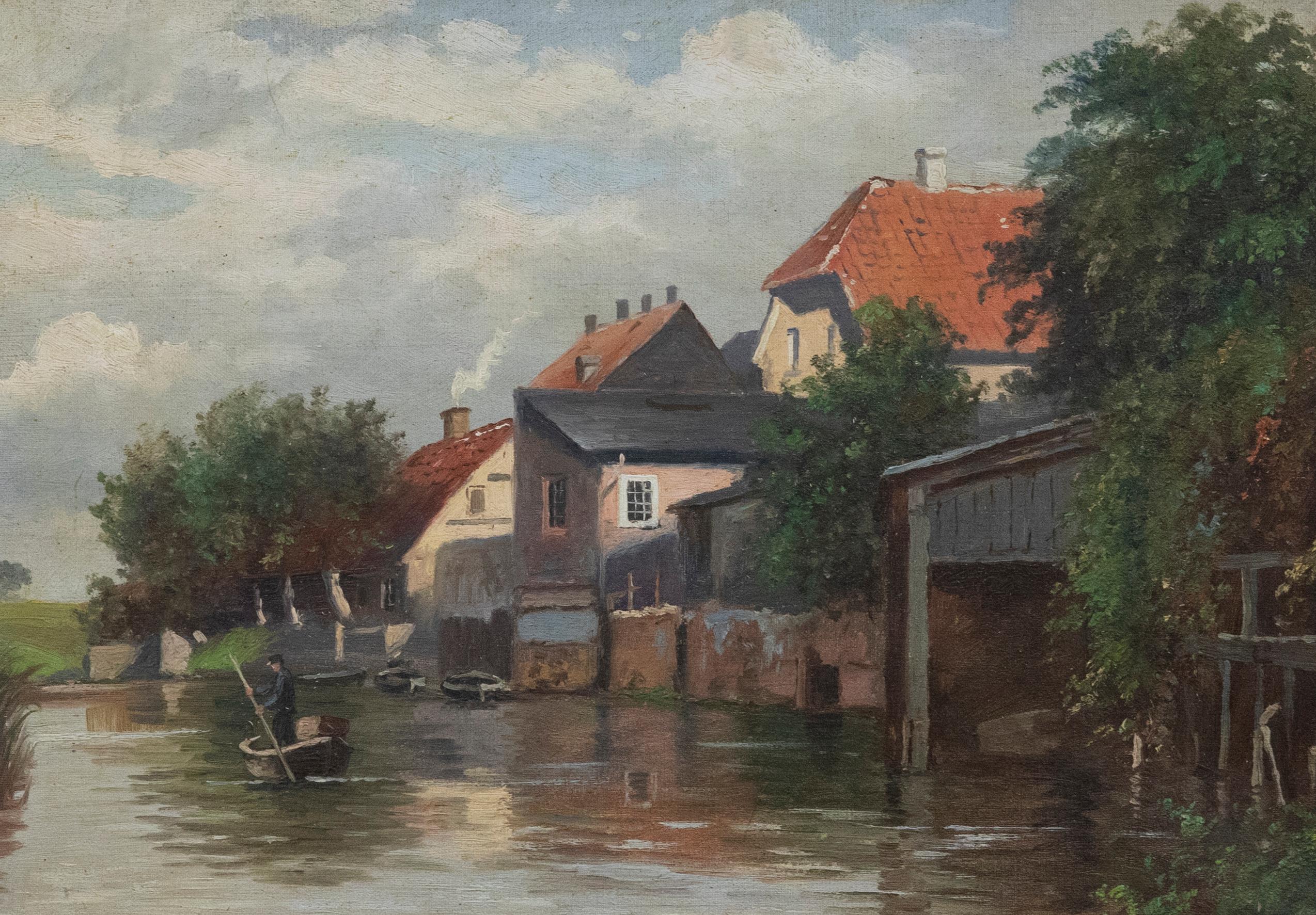August Fischer (1854-1921)  - Danish School 1918 Oil, On the River - Painting by Unknown