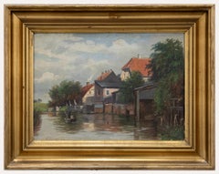 Antique August Fischer (1854-1921)  - Danish School 1918 Oil, On the River