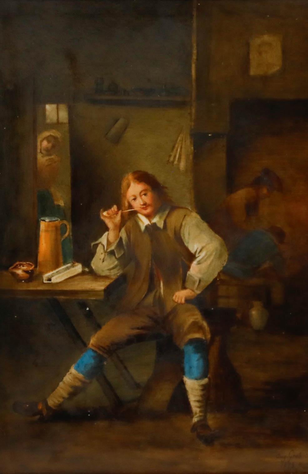 Auguste Groh  - 1871 Öl, Tavernenraucher – Painting von Unknown