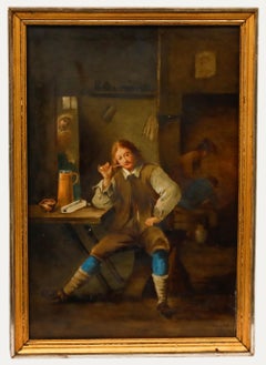 Auguste Groh  - 1871 Oil, Tavern Smoker