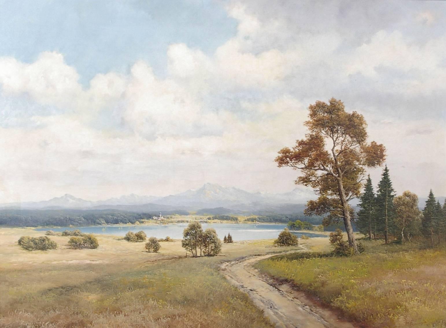 Unknown Landscape Painting - Austrian Landscape, Large Oil Painting, signed