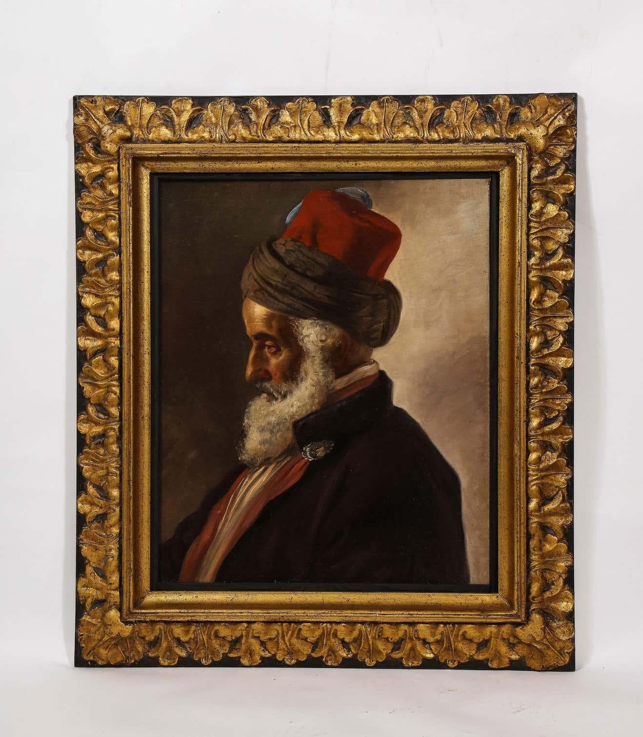Austrian School, 19th Century, An Orientalist Portrait of a Turkish Sultan - Painting by Unknown