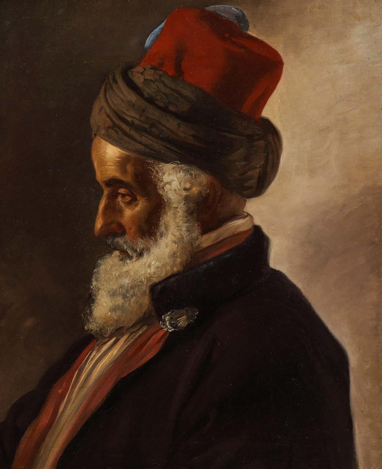 Austrian School, 19th Century, An Orientalist Portrait of a Turkish Sultan - Brown Figurative Painting by Unknown