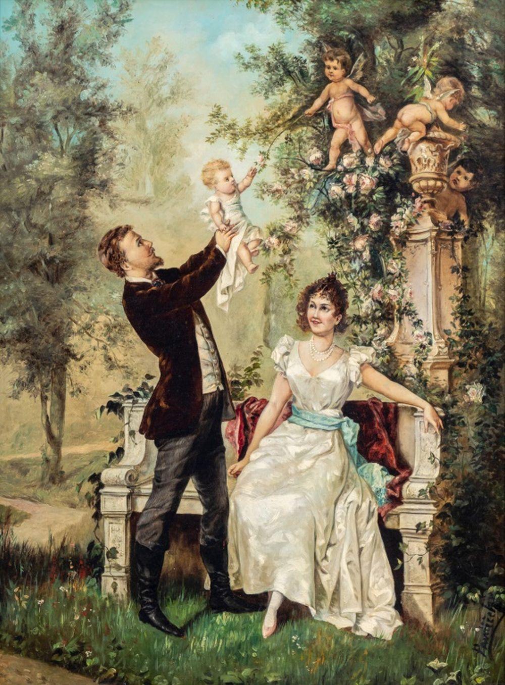 Austrian School Family Portrait - Painting by Unknown