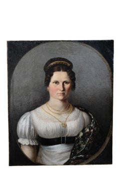 Austrian school. Portrait of a Lady with Floral Shawl. Ca. 1825