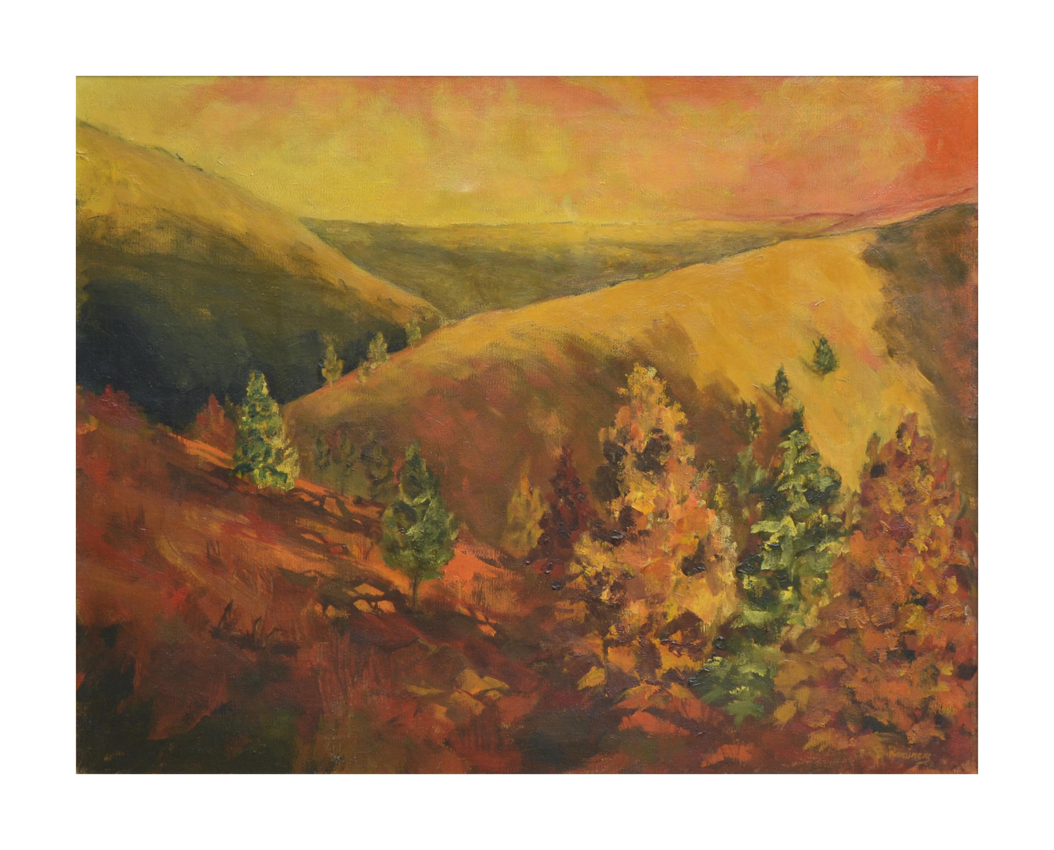 Autumn Hills Landscape - Painting by B Ramirez