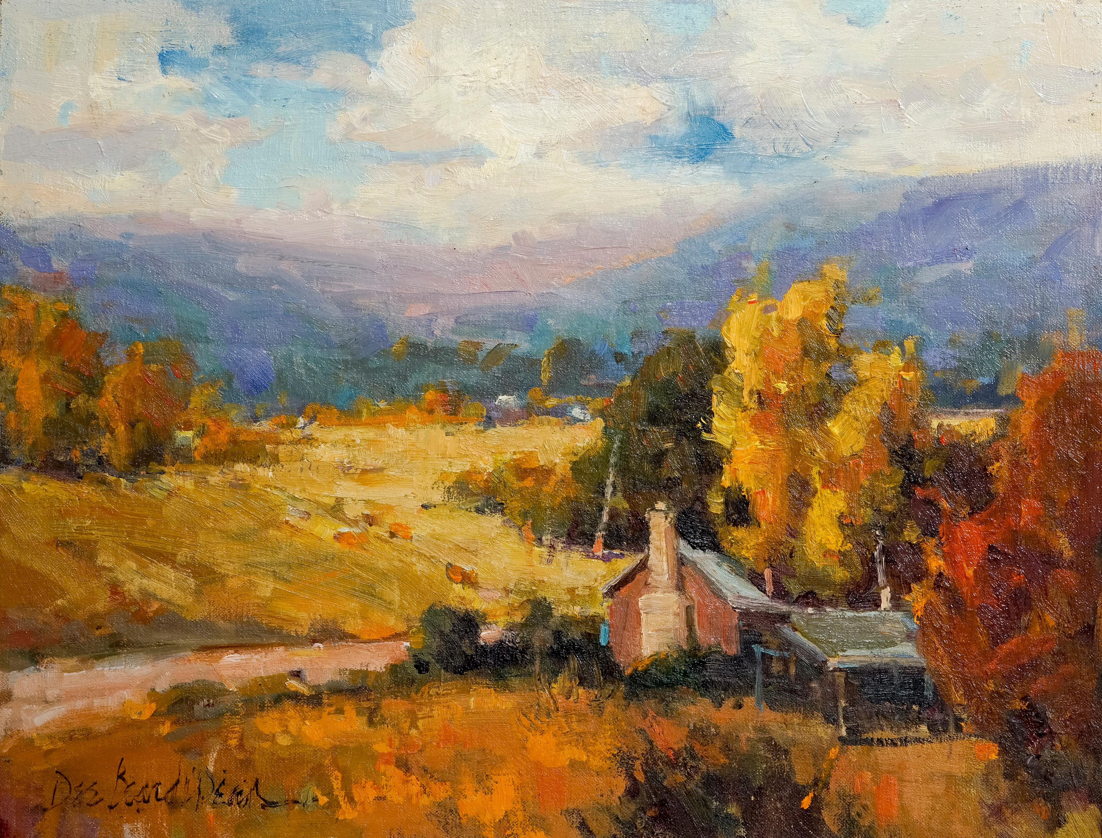 Dee Beard Dean Landscape Painting - Autumn in New Mexico, Plein Air Landscape Original Fine Art Oil on Linen Board