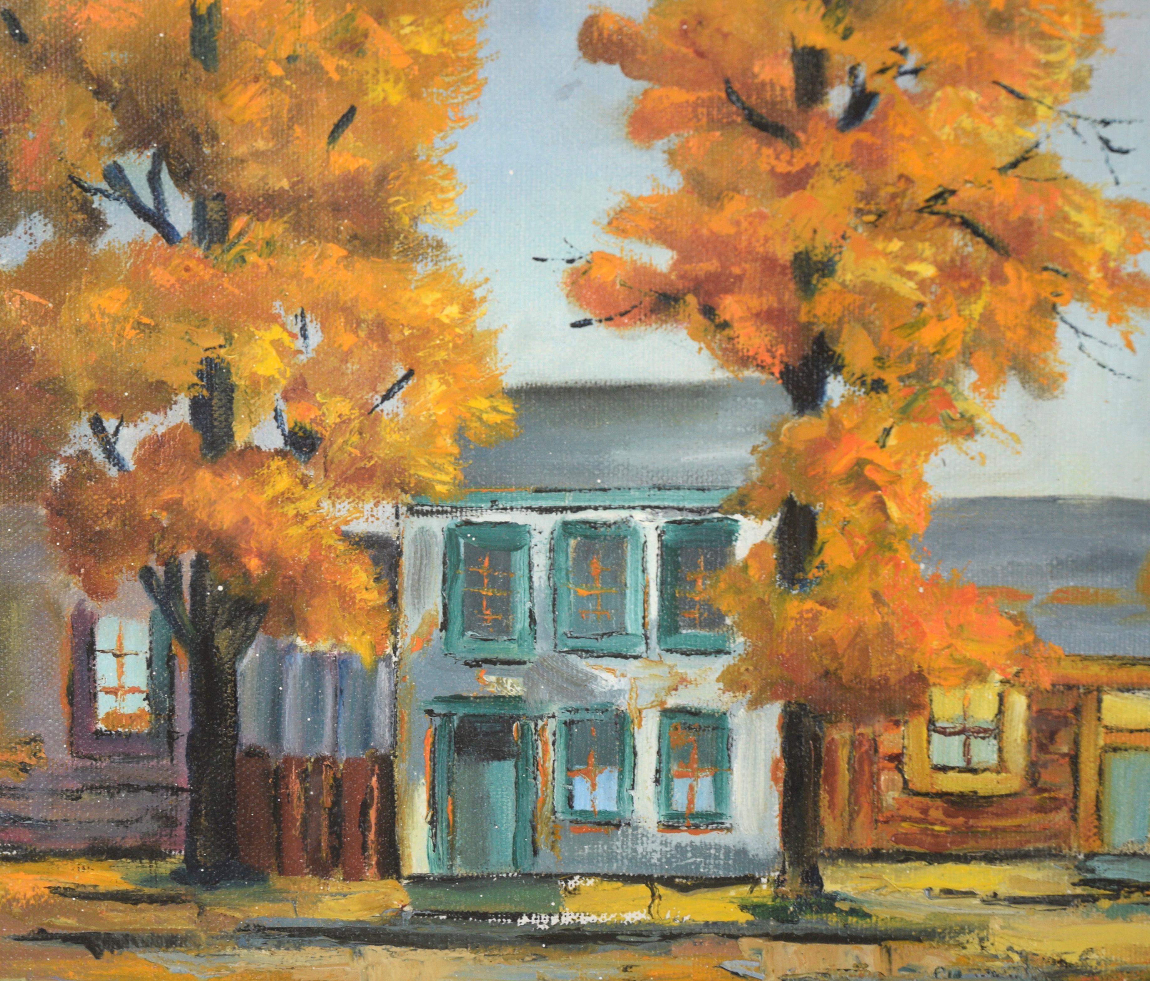 Autunno in periferia, Paesaggio - Painting Impressionismo americano di Unknown