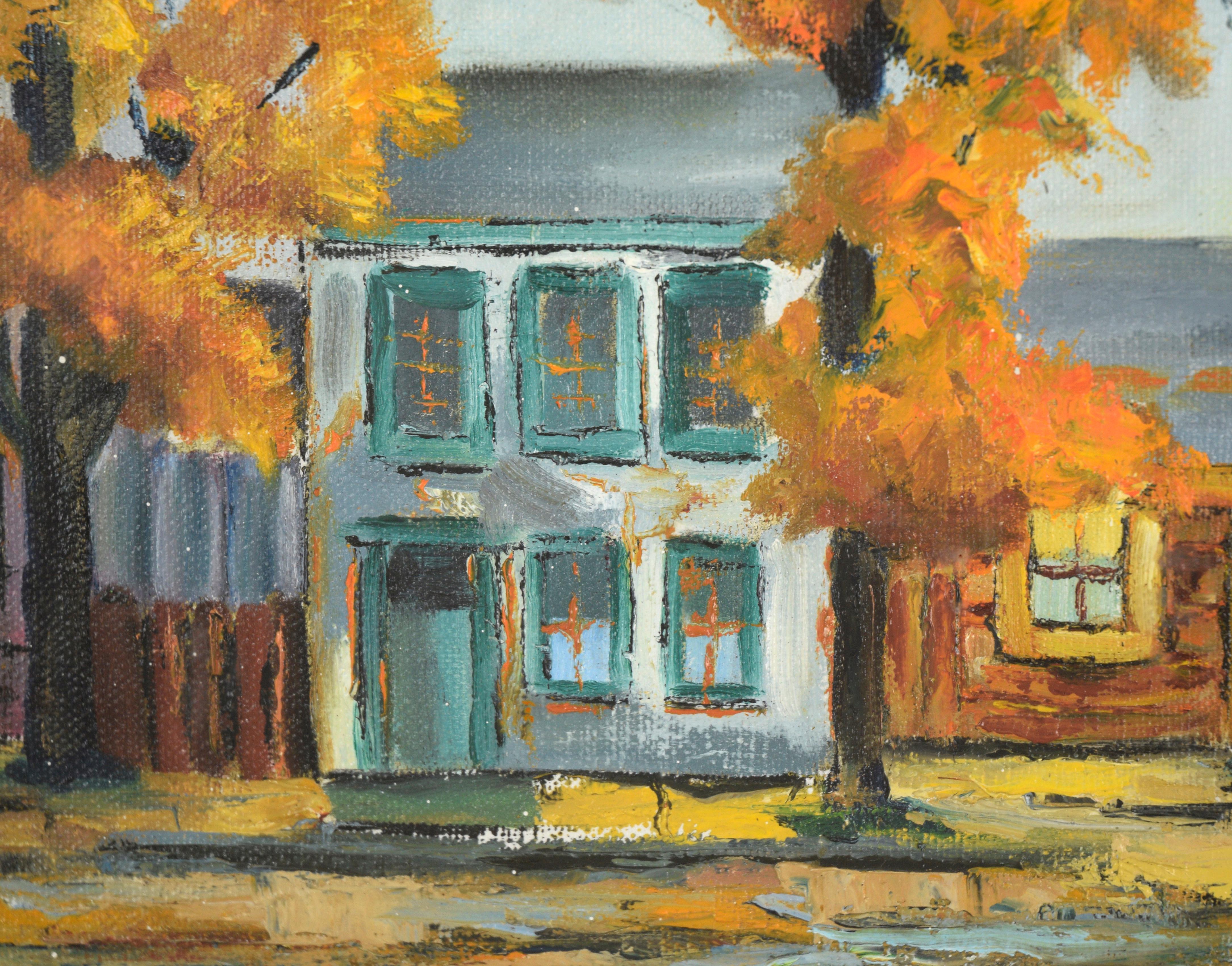 Autunno in periferia, Paesaggio - Landscape Painting Marrone di Unknown