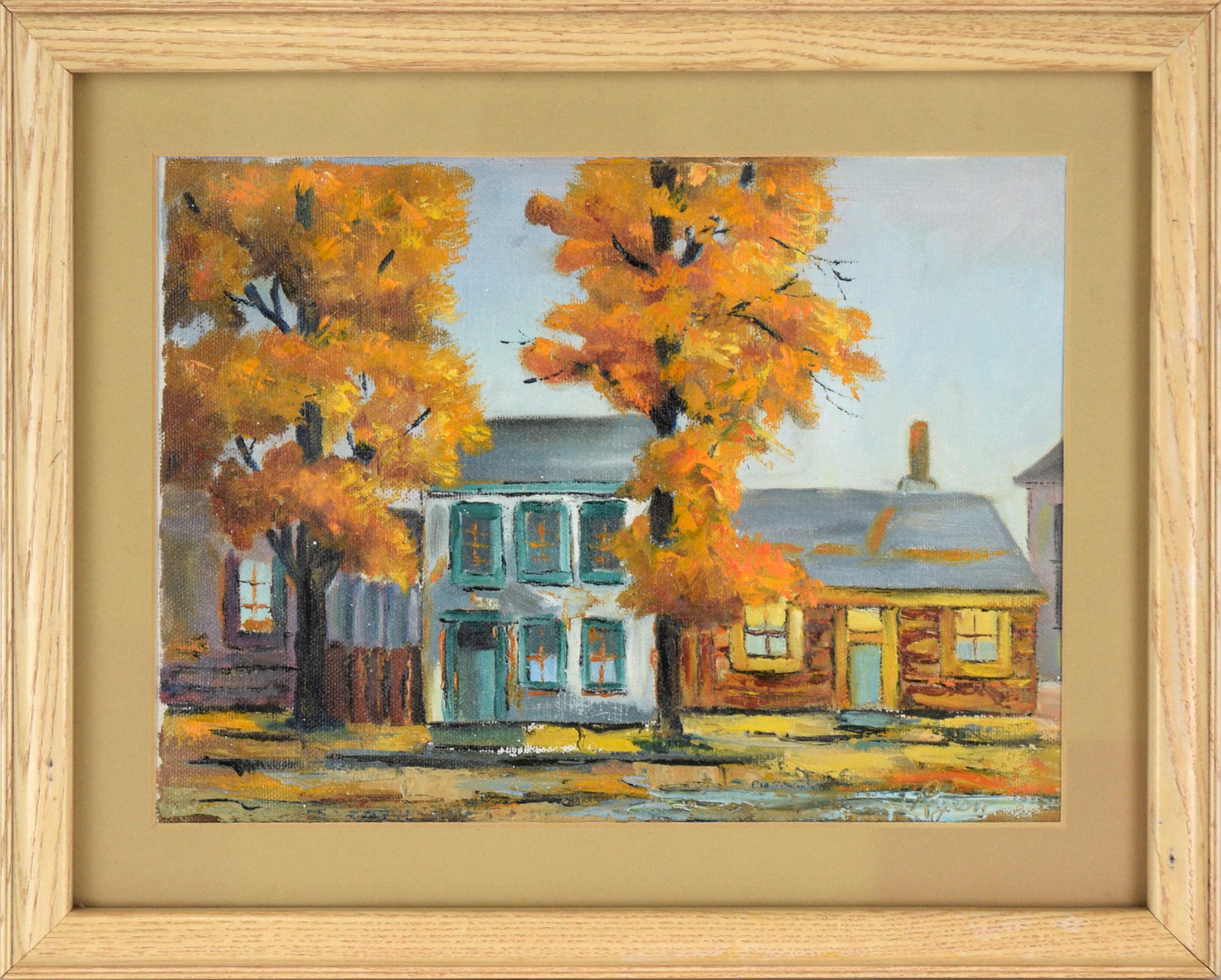 Unknown Landscape Painting - Autumn in the Suburbs, Landscape
