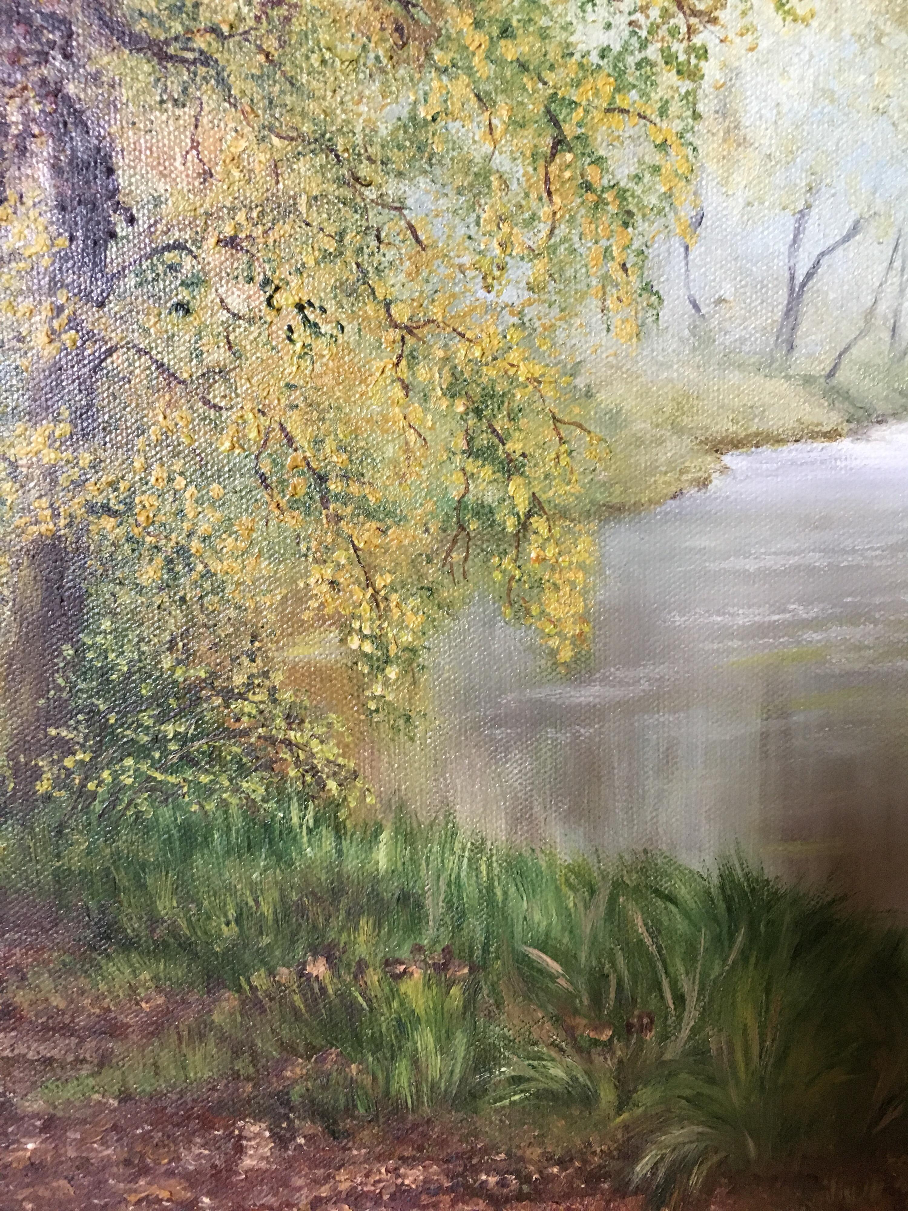 ‘Autumn Reflections’ Large Impressionist Landscape, Oil Painting, Signed 3