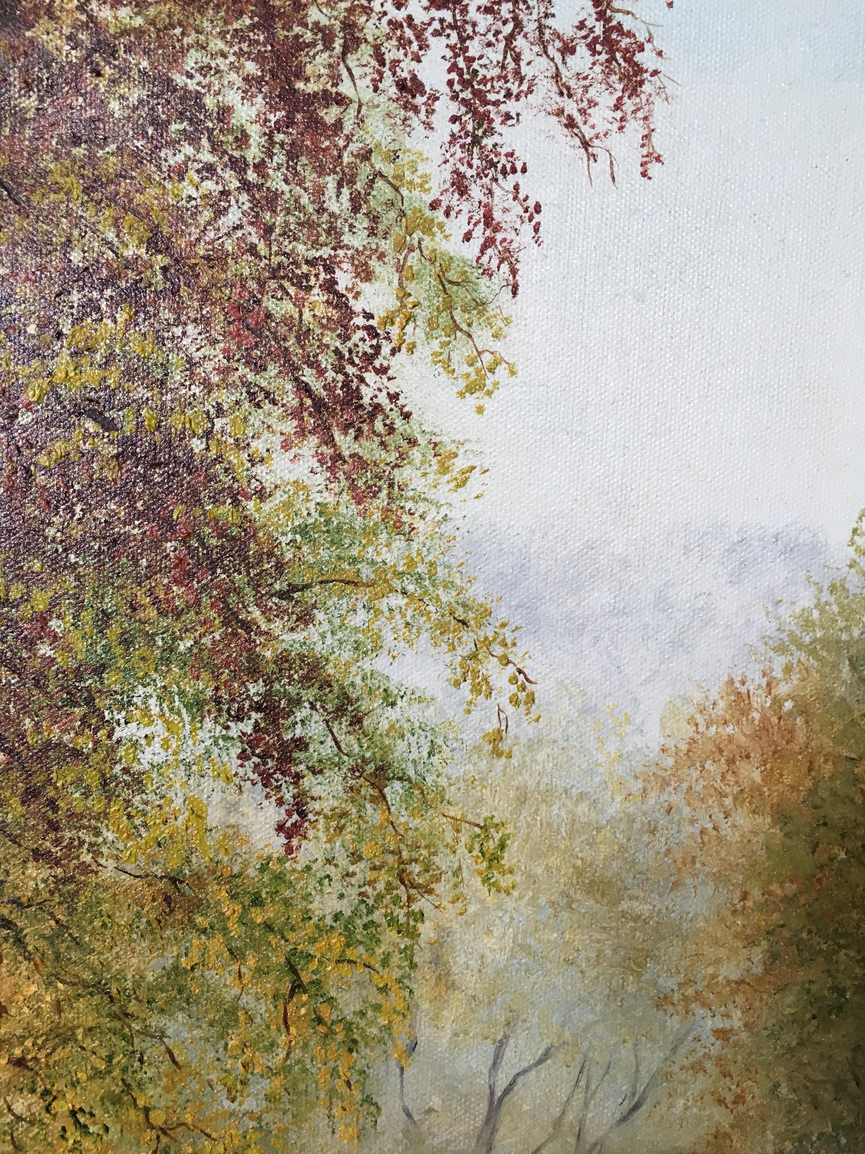 ‘Autumn Reflections’ Large Impressionist Landscape, Oil Painting, Signed 4