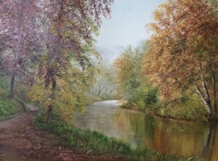 ‘Autumn Reflections’ Large Impressionist Landscape, Oil Painting, Signed