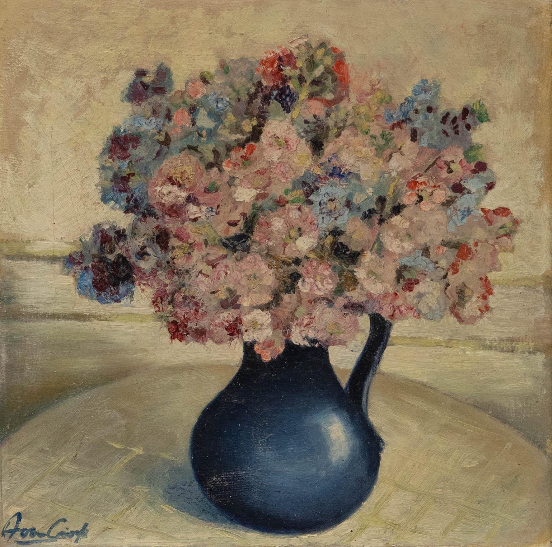 Avon Crisp - 1948 Oil, Study of Summer Flowers - Painting by Unknown