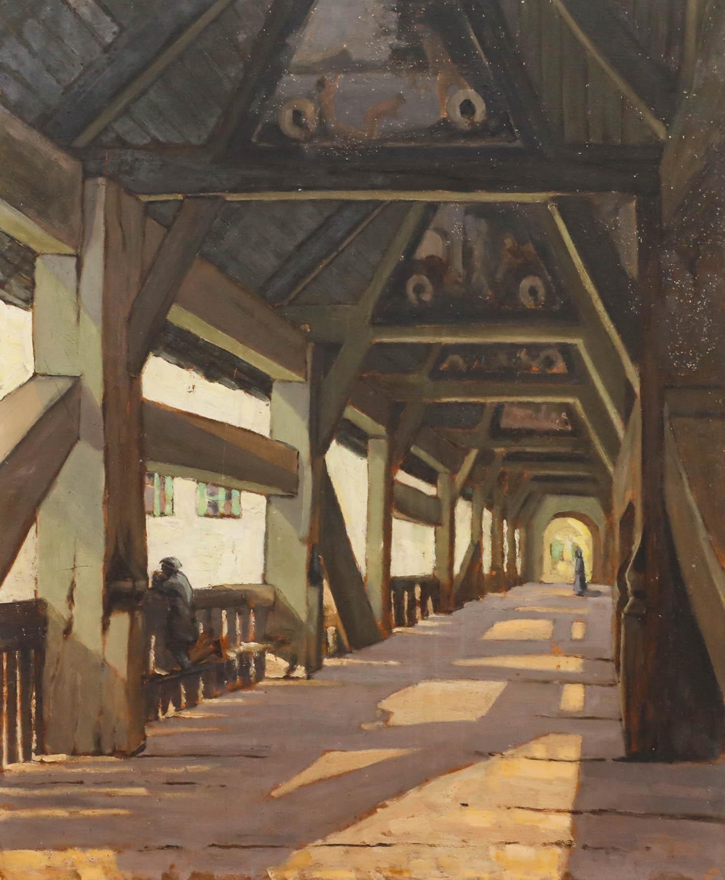 A.W. Hudson - Mid 20th Century Oil, Bridge Over Guadalquivir - Painting by Unknown