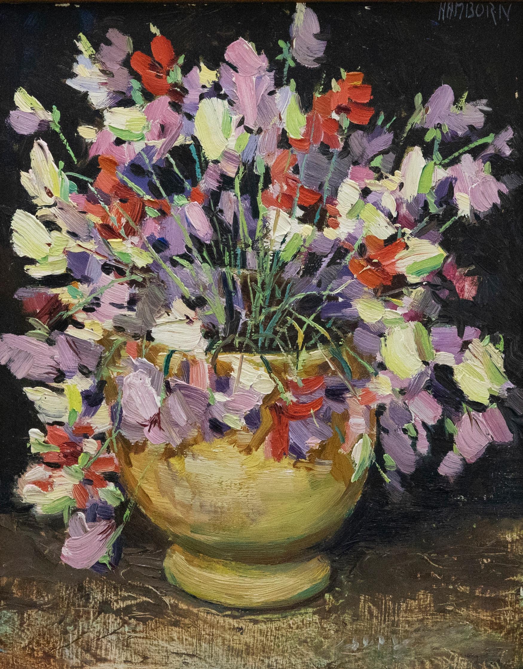 Axel Hamborn (1892-1987) - Mid 20th Century Oil, Sweet Peas - Painting by Unknown